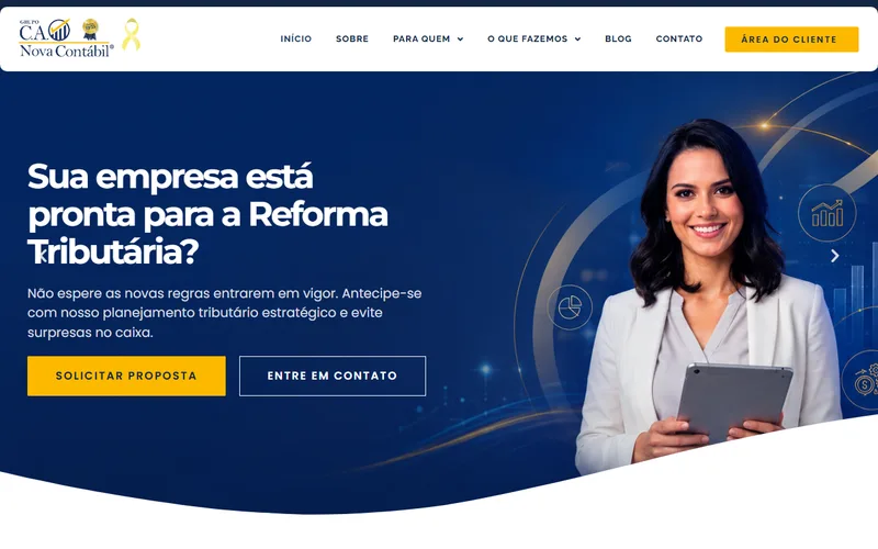 Site da C.A. Nova Contábil, criado pela DPG Marketing Contábil