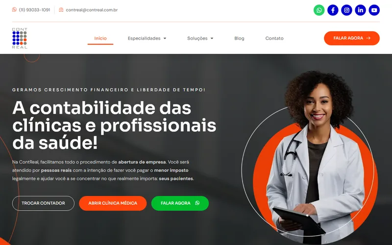 Site da Contreal Contabilidade, criado pela DPG Marketing Contábil