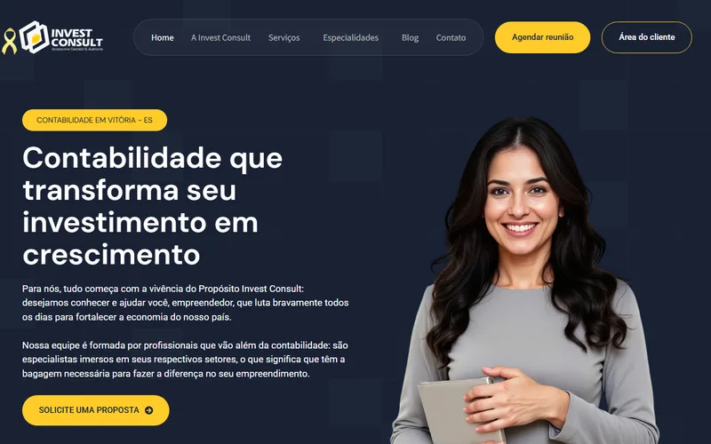 Site da Invest Consult, criado pela DPG Marketing Contábil
