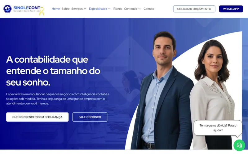 Site da SingleCont, criado pela DPG Marketing Contábil